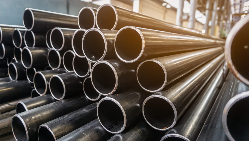 Stacked steel pipes