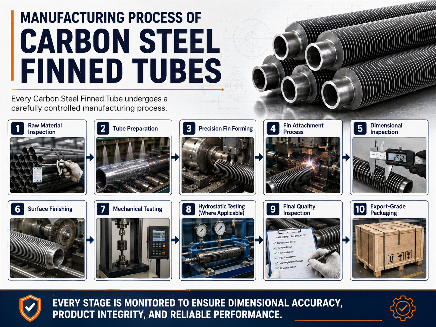 Carbon steel finned tube manufacturing process